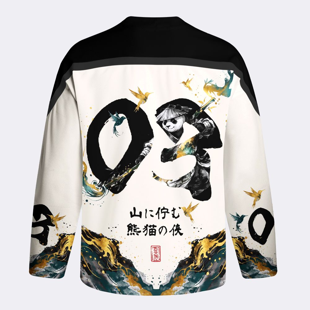 Kyoto-Lion Mountain Panda Warrior Long-Sleeve Hockey Jersey