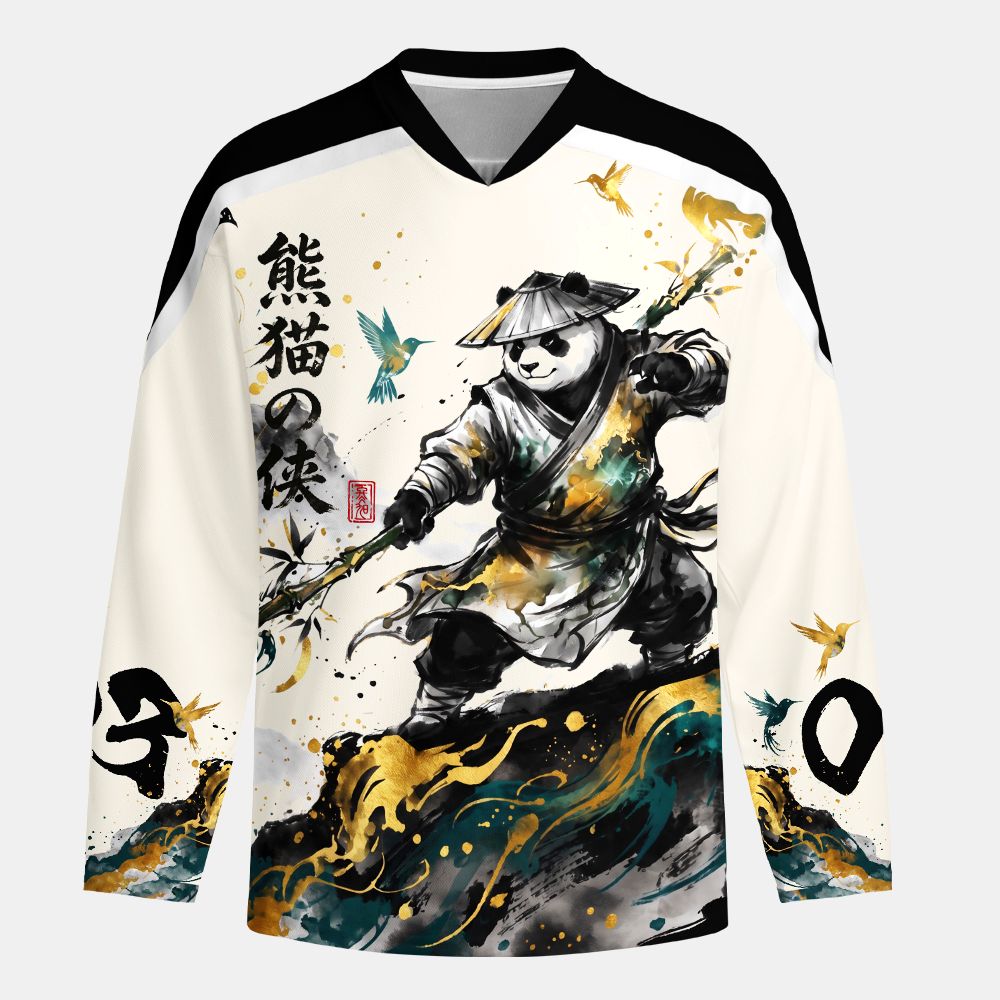 Kyoto-Lion Mountain Panda Warrior Long-Sleeve Hockey Jersey