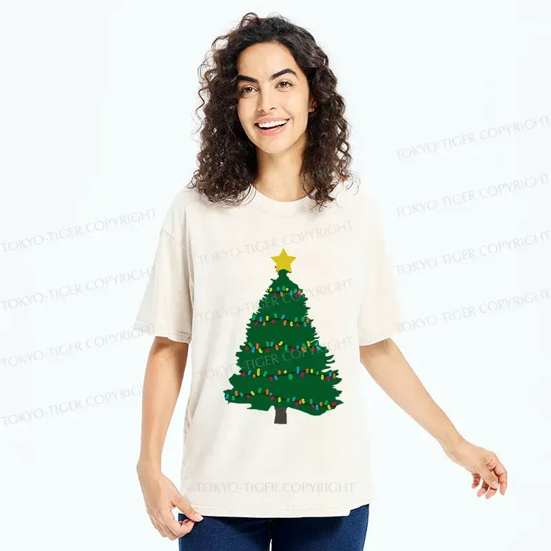 Kyoto-Lion Christmas Tree Washed T-Shirt
