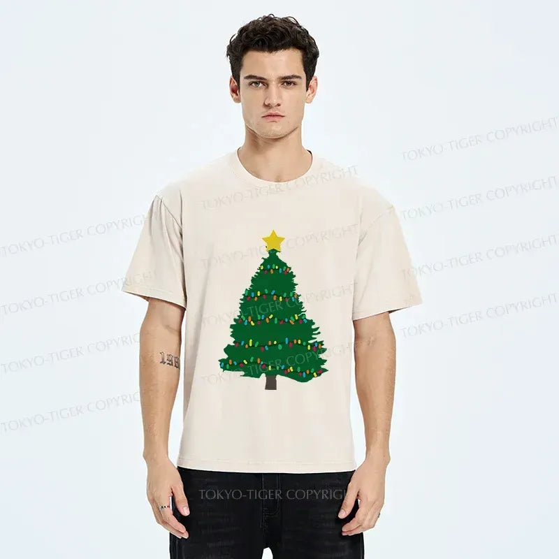 Kyoto-Lion Christmas Tree Washed T-Shirt