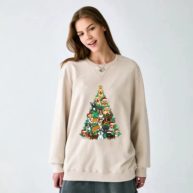 Festive Christmas Tree Dog Sweatshirt for Holiday