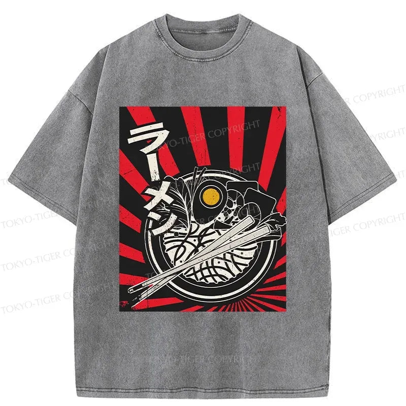 Kyoto-Lion Vintage Ramen Poster Japan Washed T-Shirt