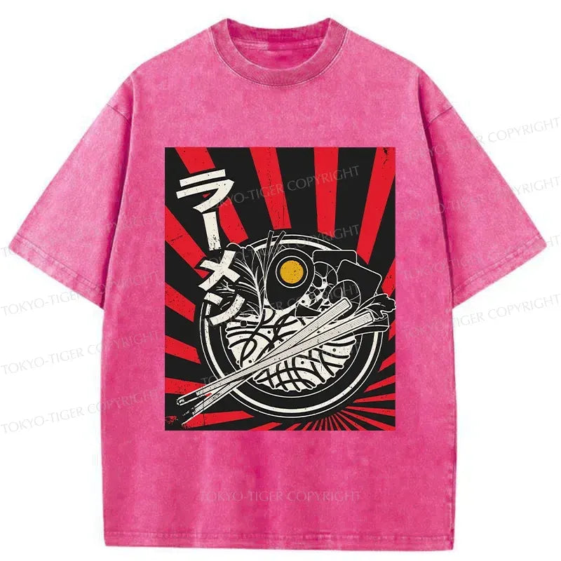 Kyoto-Lion Vintage Ramen Poster Japan Washed T-Shirt