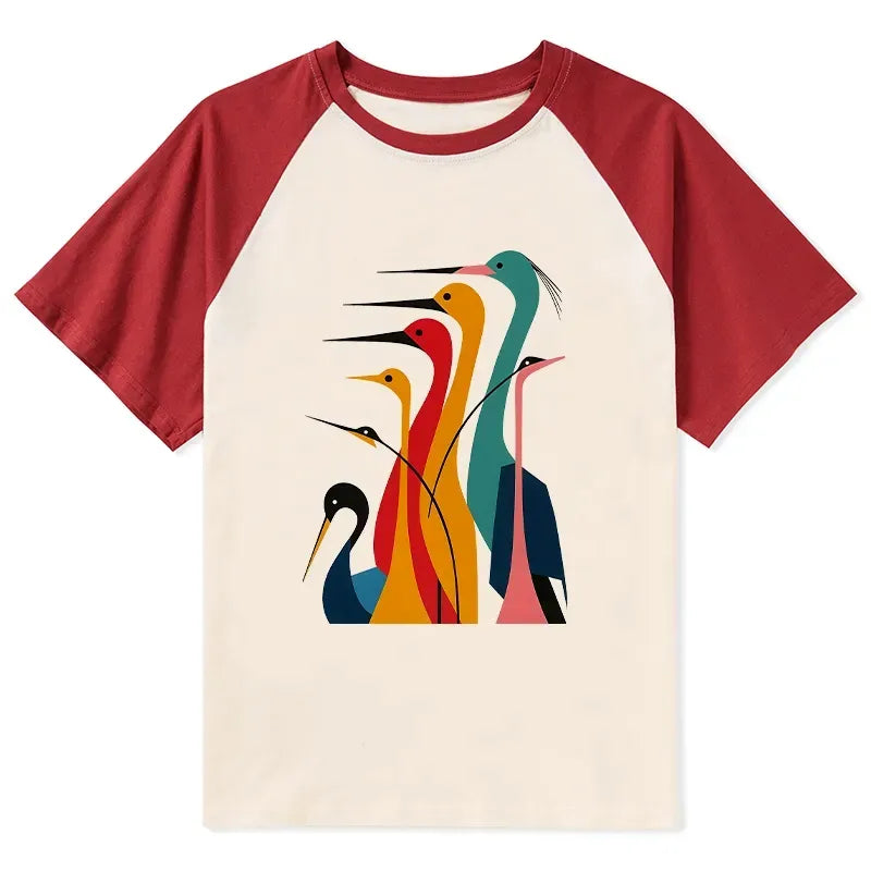 vintage japanese crane t-shirt for summer