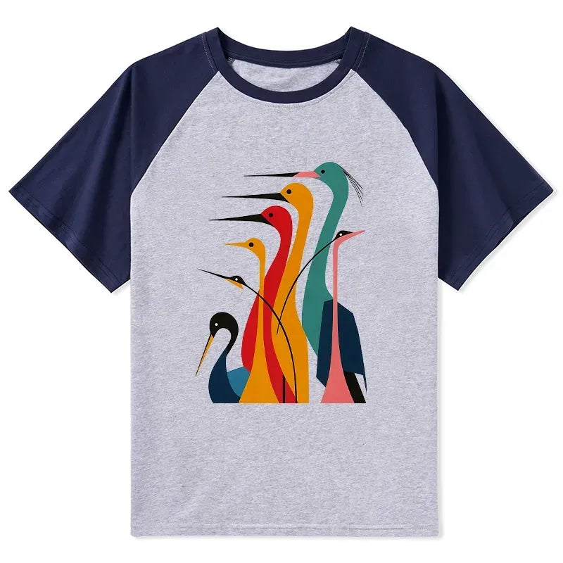 vintage japanese crane t-shirt for summer