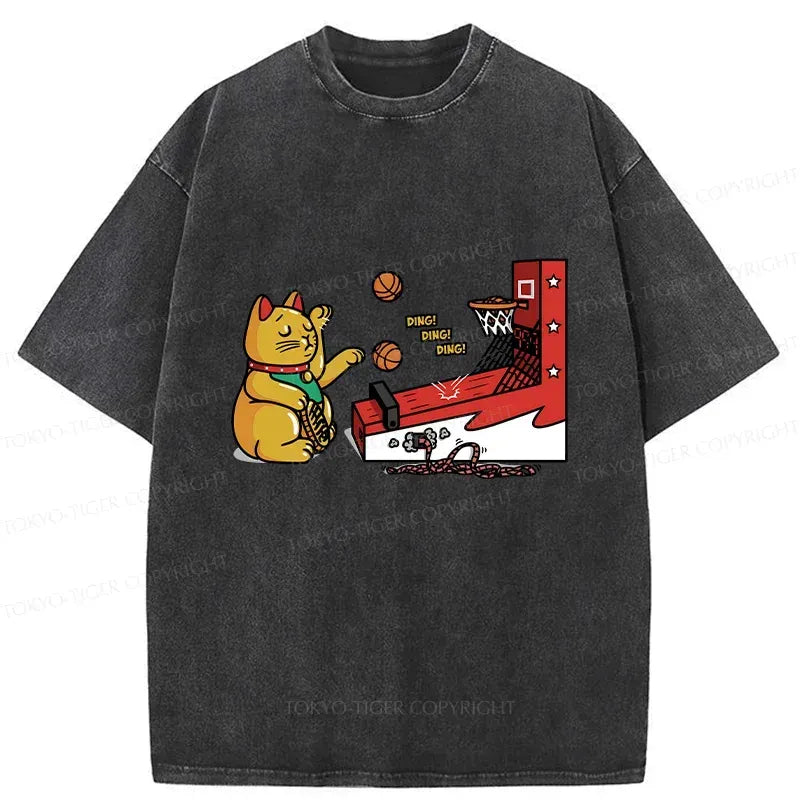Kyoto-Lion Lucky Cat Shooting Washed T-Shirt