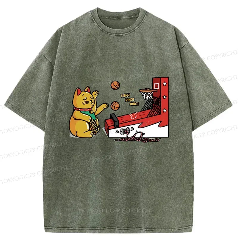 Japanese Lucky Cat Washed T-Shirt