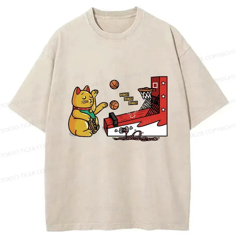 Kyoto-Lion Lucky Cat Shooting Washed T-Shirt