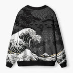 Kyoto-Lion Great Wave Off Fuji Ugly Cardigan Sweater