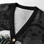 Kyoto-Lion Great Wave Off Fuji Ugly Cardigan Sweater