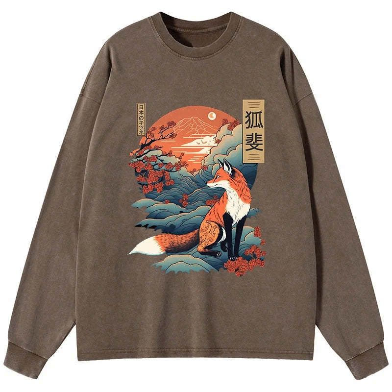 Japanese Kitsune Fox Long Sleeve T-Shirt