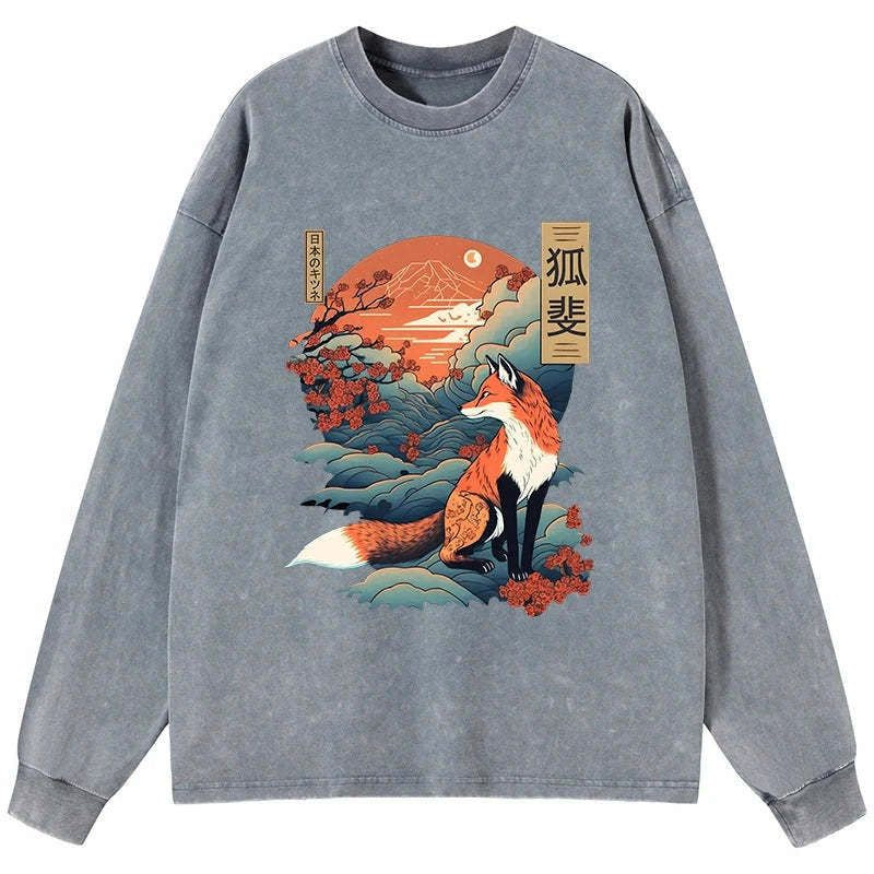 Japanese Kitsune Fox Long Sleeve T-Shirt