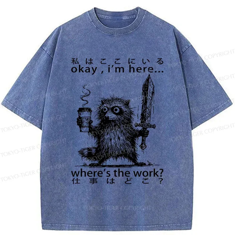 Japanese Raccoon Washed T-Shirt Best Seller
