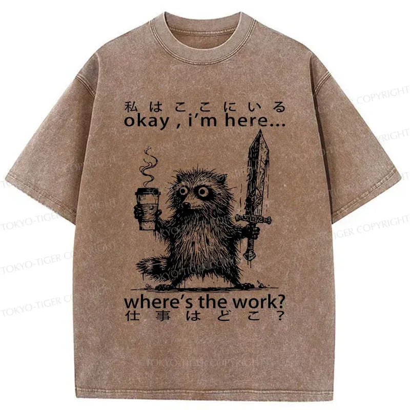 Japanese Raccoon Washed T-Shirt Best Seller