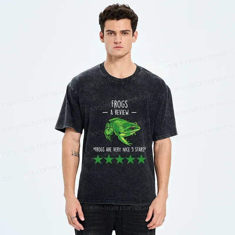 Japanese Frog Washed T-Shirt for Summer