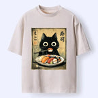 Trending Japanese Cat Tee for Streetwear