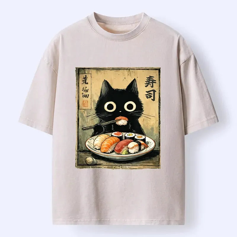 Trending Japanese Cat Tee for Streetwear
