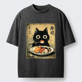 Kyoto-Lion Vintage Japanese Sushi Cat Washed T-Shirt