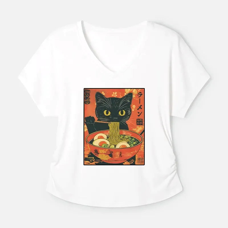 Japanese Black Cat Ramen T-Shirt