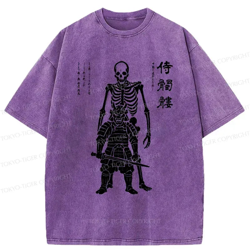 Kyoto-Lion Skeleton Samurai Washed T-Shirt