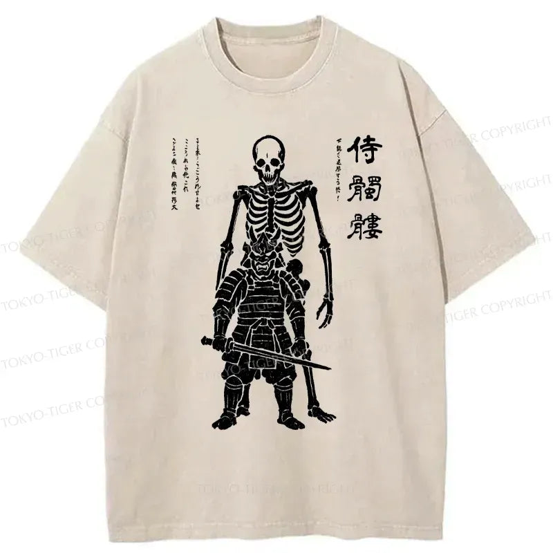 Kyoto-Lion Skeleton Samurai Washed T-Shirt