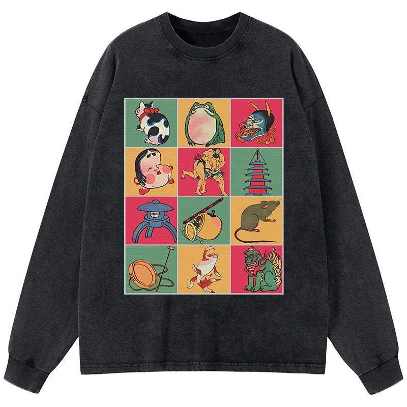Japanese washed long sleeve t-shirt