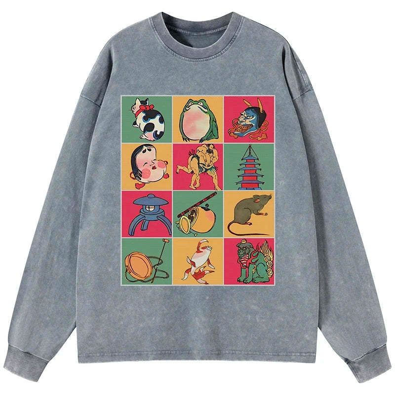 Japanese washed long sleeve t-shirt