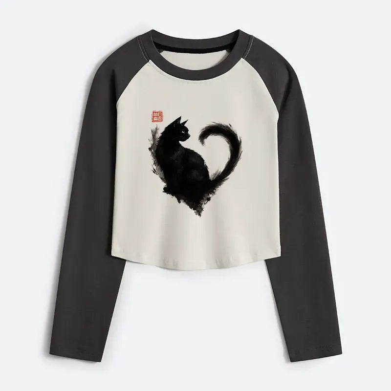 Funny Cat Raglan T-Shirt for Women