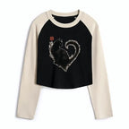 Japanese Heart Ink Cat Crop Top