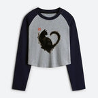 Japanese Heart Ink Cat Crop Top