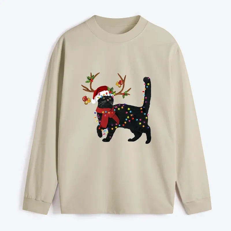 Unisex Black Cat Tee for Daily Wear