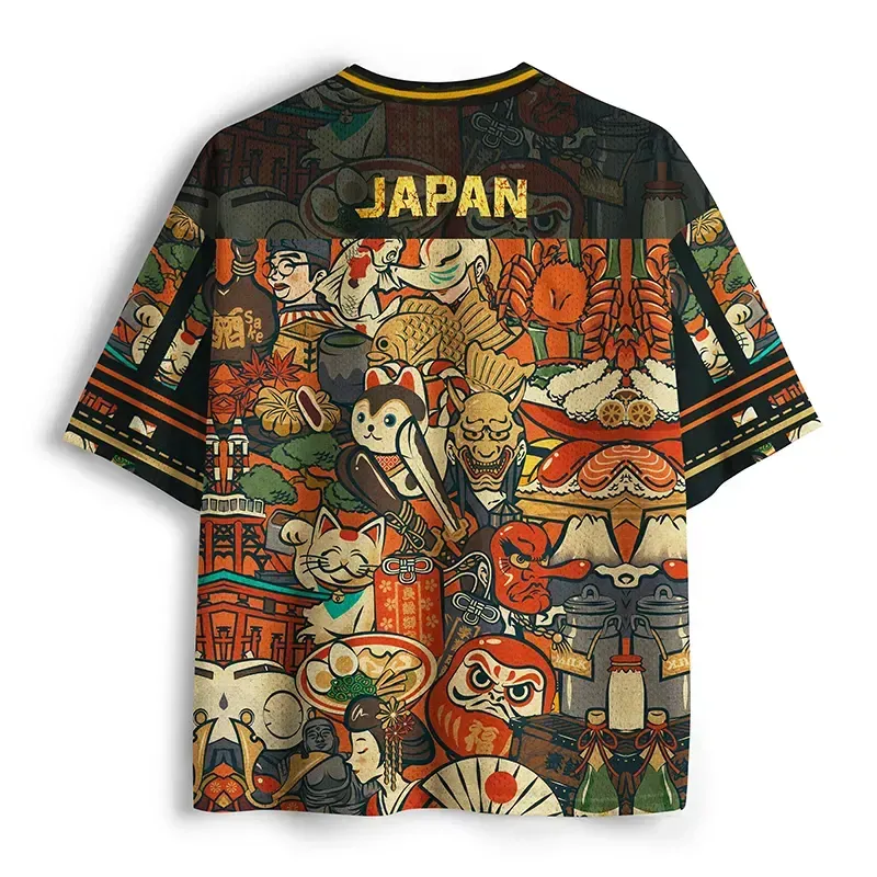 Kyoto-Lion Japanese Traditional Elements Design Mesh Jersey