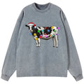 Kyoto-Lion Christmas Cow Washed Long Sleeve T-Shirt