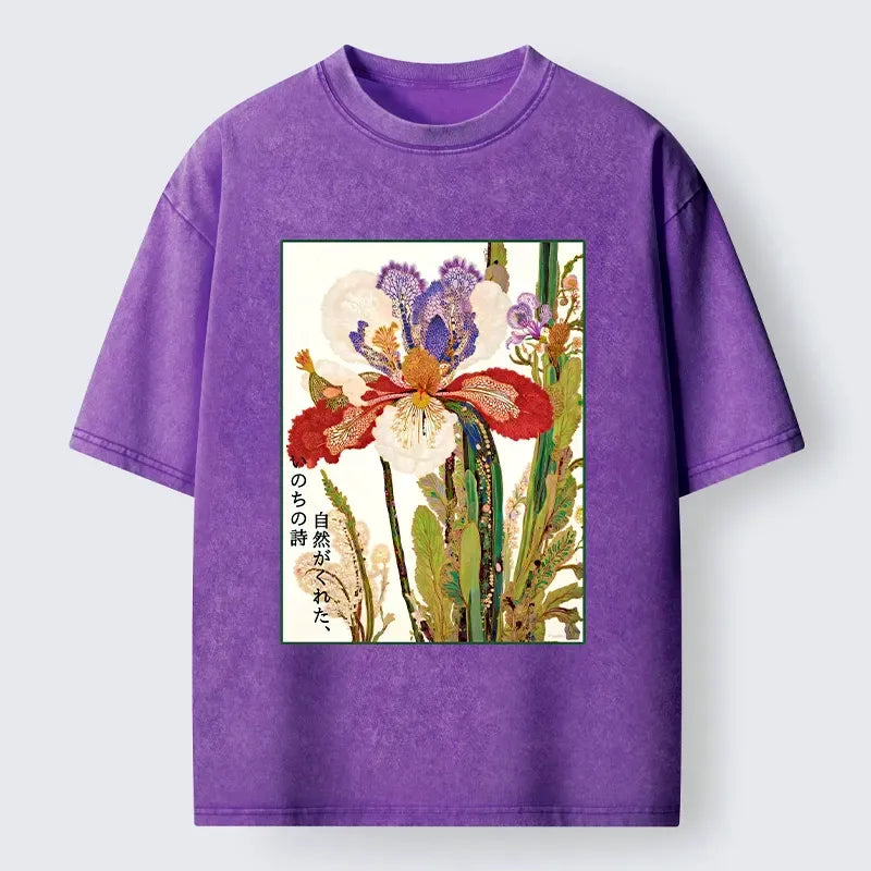 Washed Japanese Art T-Shirt Casual Wear