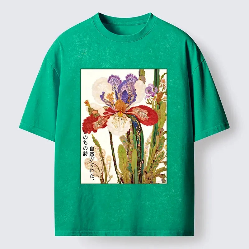 Vintage Japanese Flower T-Shirt for Summer