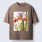 Kyoto-Lion Vintage Japanese Flower Painting Washed T-Shirt