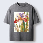 Kyoto-Lion Vintage Japanese Flower Painting Washed T-Shirt