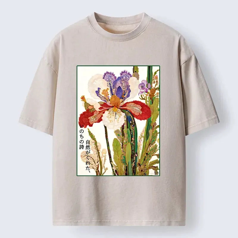 Vintage Japanese Flower T-Shirt for Summer
