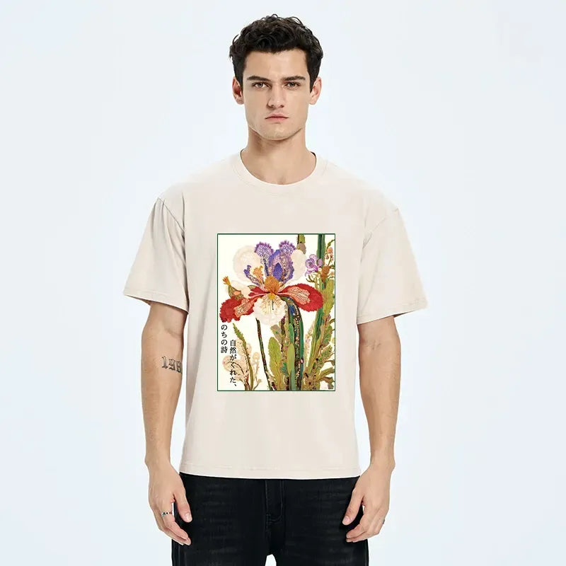 Vintage Japanese Flower T-Shirt for Summer