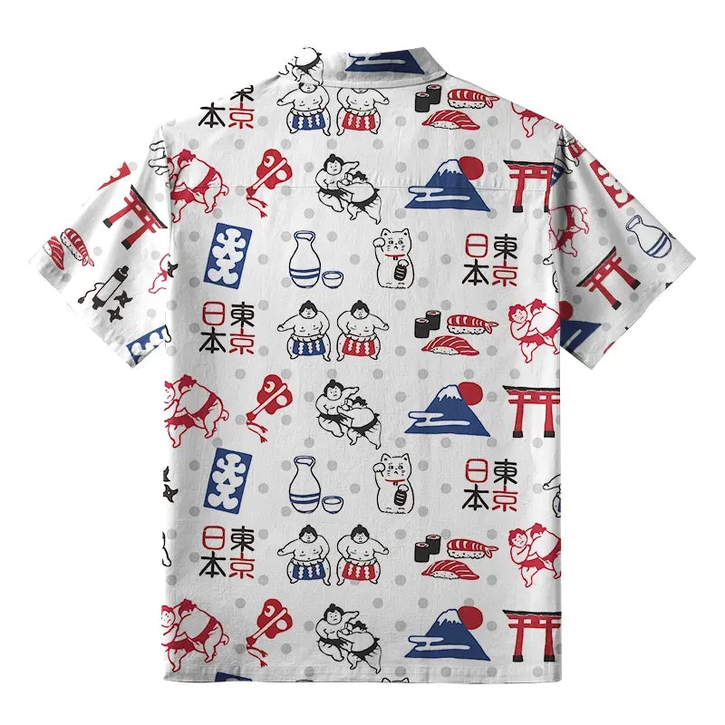 Kyoto-Lion Japanese Elements Combination Aloha Hawaiian Shirt