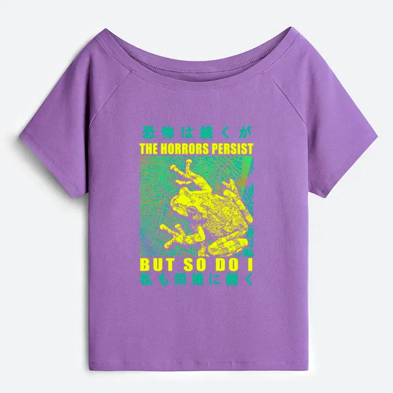 Japanese frog off shoulder t-shirt for women