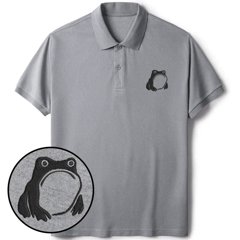 Kyoto-Lion Matsumoto Hoji Woodblock Print Frog Embroidered Polo T-Shirt