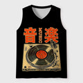 Kyoto-Lion Retro Music Record Player Mesh Tank Top