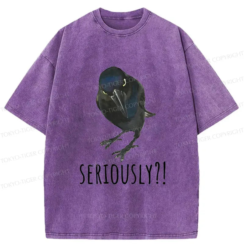 Kyoto-Lion Raven's Question Washed T-Shirt