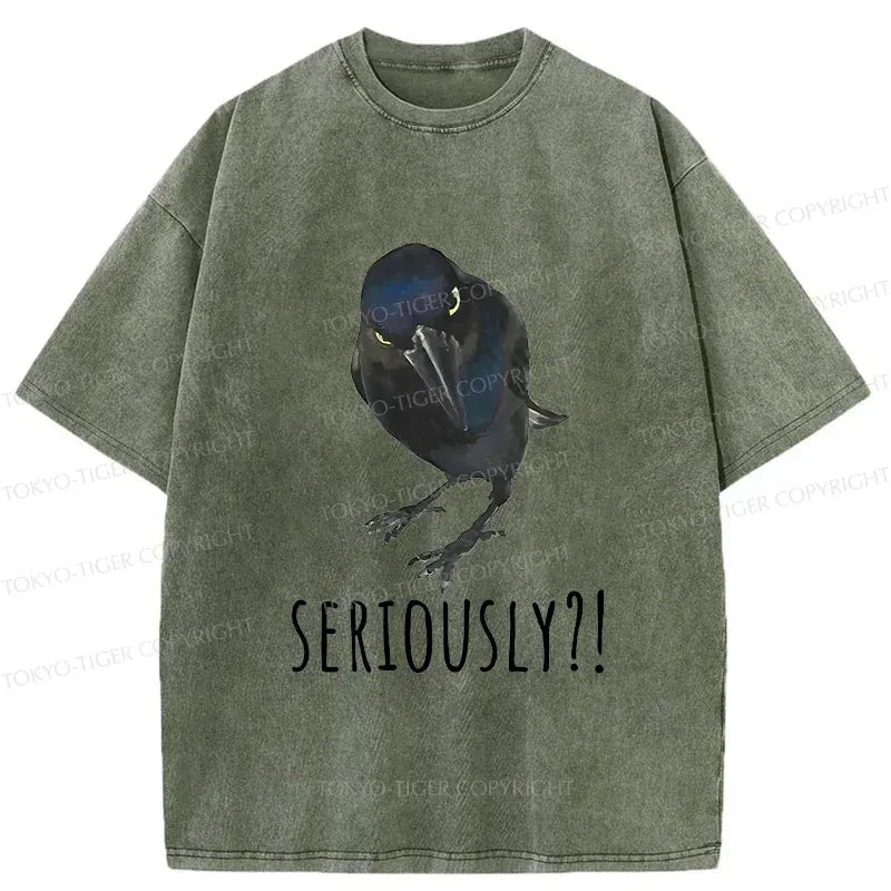 Kyoto-Lion Raven's Question Washed T-Shirt