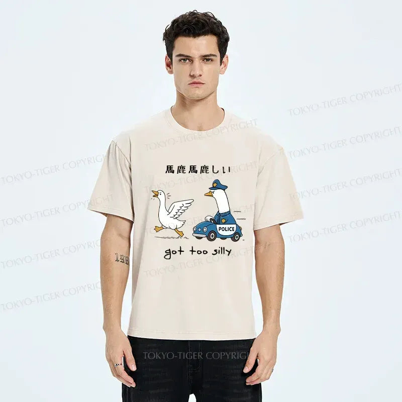 Kyoto-Lion Stupid Geese Chasing Washed T-Shirt