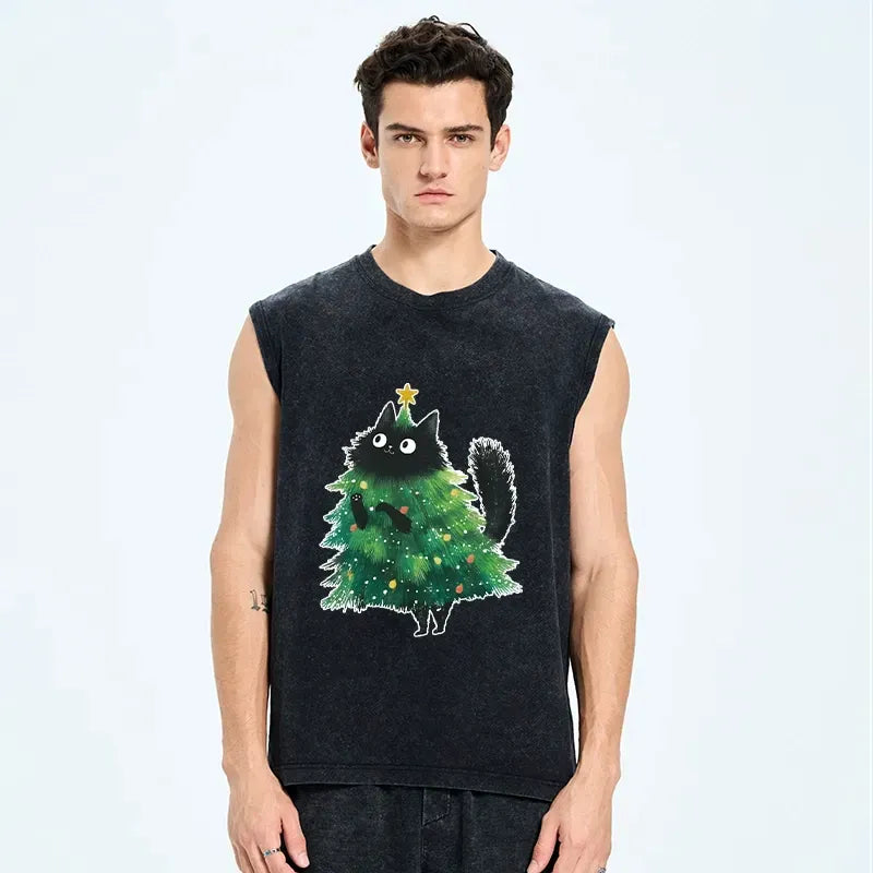 Retro Christmas Cat Tank on Sale
