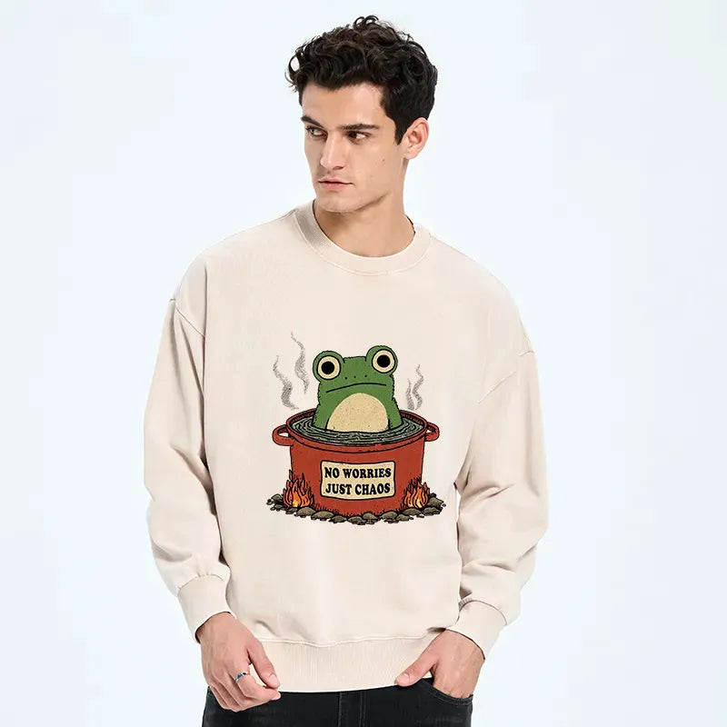 Kyoto-Lion Frog£ºNo Worries£¬Just Chaos Washed Sweatshirt
