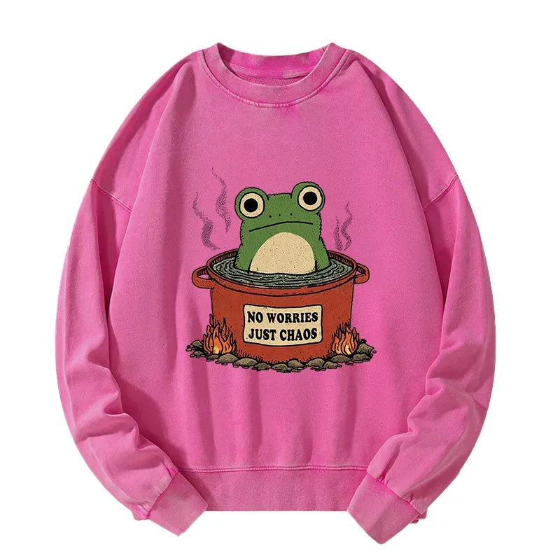 Kyoto-Lion Frog£ºNo Worries£¬Just Chaos Washed Sweatshirt