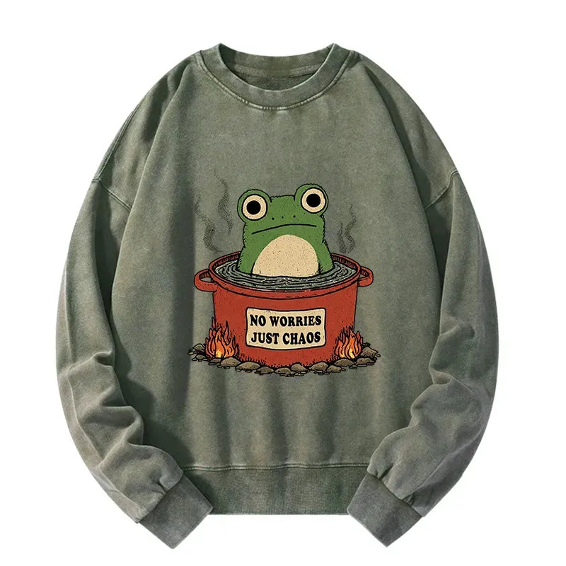 Japanese Washed Frog Sweatshirt for Daily Wear